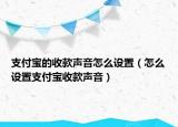 支付寶的收款聲音怎么設(shè)置（怎么設(shè)置支付寶收款聲音）