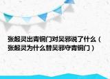 張起靈出青銅門對吳邪說了什么（張起靈為什么替吳邪守青銅門）