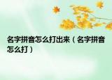 名字拼音怎么打出來（名字拼音怎么打）