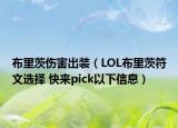 布里茨傷害出裝（LOL布里茨符文選擇 快來pick以下信息）