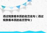 透過現(xiàn)象看本質(zhì)的名言名句（透過現(xiàn)象看本質(zhì)的名言警句）