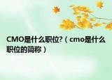 CMO是什么職位?（cmo是什么職位的簡稱）