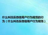 什么叫違反微信用戶行為規(guī)范的行為（什么叫違反微信用戶行為規(guī)范）