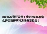 mate20藍(lán)牙設(shè)置（華為mate20怎么開啟藍(lán)牙兩種方法分享給您）