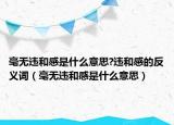 毫無違和感是什么意思?違和感的反義詞（毫無違和感是什么意思）