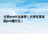 大學(xué)pre什么意思（大學(xué)生常說的pre是什么）