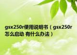 gsx250r使用說明書（gsx250r怎么啟動 有什么辦法）