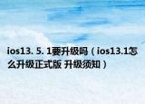 ios13. 5. 1要升級(jí)嗎（ios13.1怎么升級(jí)正式版 升級(jí)須知）