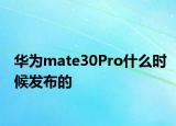 華為mate30Pro什么時候發(fā)布的