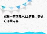 鄭州一醫(yī)院開出2.3萬元中藥處方詳細內容