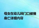 母女在幼兒園門口被撞身亡詳細(xì)內(nèi)容