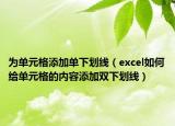 為單元格添加單下劃線（excel如何給單元格的內(nèi)容添加雙下劃線）