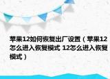 蘋果12如何恢復(fù)出廠設(shè)置（蘋果12怎么進(jìn)入恢復(fù)模式 12怎么進(jìn)入恢復(fù)模式）