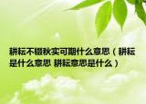 耕耘不輟秋實可期什么意思（耕耘是什么意思 耕耘意思是什么）