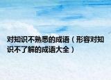 對知識不熟悉的成語（形容對知識不了解的成語大全）