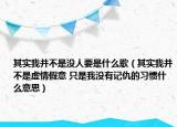 其實(shí)我并不是沒人要是什么歌（其實(shí)我并不是虛情假意 只是我沒有記仇的習(xí)慣什么意思）