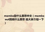 mamba是什么意思中文（mamba out到底什么意思 給大家介紹一下）