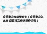 疫苗批次在哪里查詢（疫苗批次怎么查 疫苗批次查詢操作步驟）