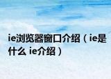 ie瀏覽器窗口介紹（ie是什么 ie介紹）