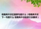 相看兩不厭后面那句是什么（相看兩不厭下一句是什么 相看兩不厭的原文及翻譯）