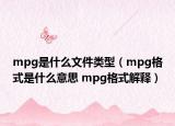 mpg是什么文件類型（mpg格式是什么意思 mpg格式解釋）