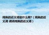 純熟的近義詞是什么呢?（純熟的近義詞 詞語純熟的近義詞）