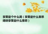 享受是個什么詞（享受是什么意思 詞語享受是什么意思）