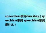 speechless歌詞dan shay（speechless歌詞 speechless歌詞是什么）