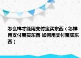 怎么樣才能用支付寶買東西（怎樣用支付寶買東西 如何用支付寶買東西）