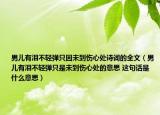 男兒有淚不輕彈只因未到傷心處詩(shī)詞的全文（男兒有淚不輕彈只是未到傷心處的意思 這句話是什么意思）