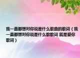 我一直都想對你說是什么歌曲的歌詞（我一直都想對你說是什么歌歌詞 就是愛你歌詞）