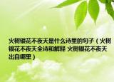 火樹銀花不夜天是什么詩里的句子（火樹銀花不夜天全詩和解釋 火樹銀花不夜天出自哪里）